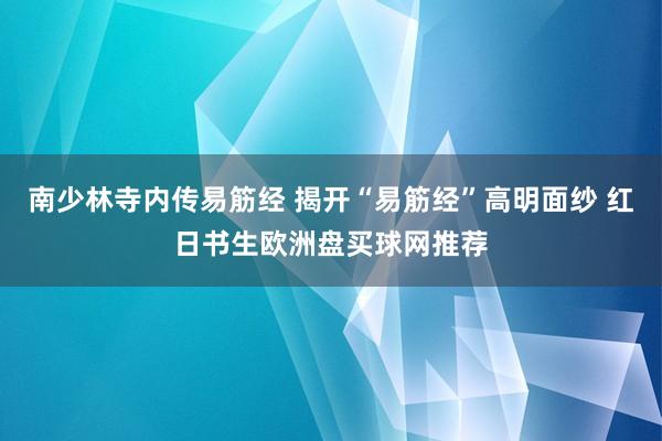 南少林寺内传易筋经 揭开“易筋经”高明面纱 红日书生欧洲盘买球网推荐