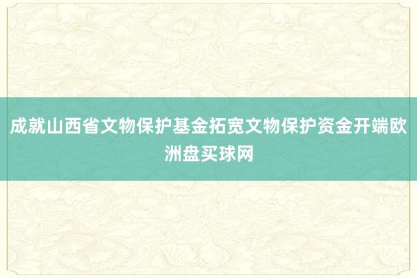 成就山西省文物保护基金拓宽文物保护资金开端欧洲盘买球网