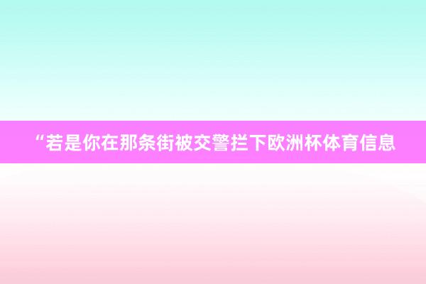 “若是你在那条街被交警拦下欧洲杯体育信息