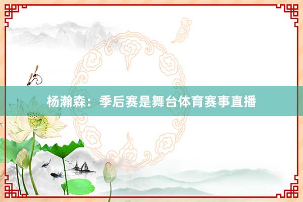 杨瀚森:季后赛是舞台体育赛事直播